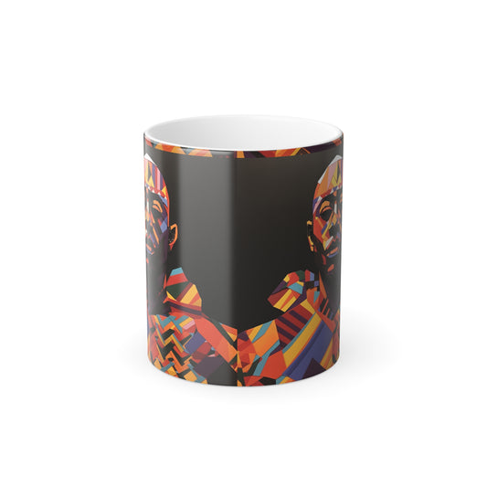 Color Morphing Mug — Vibrant Geometric Portrait Heat-Change Coffee Cup (11 oz)