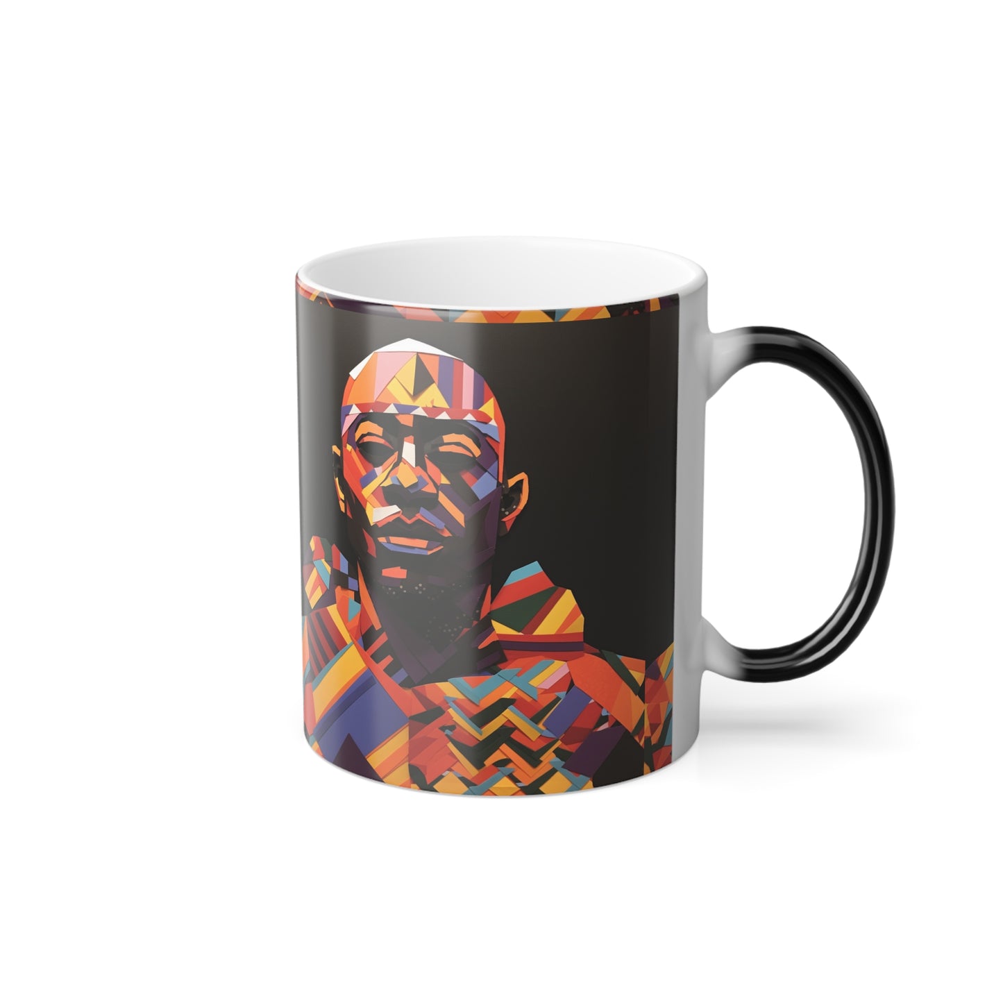 Color Morphing Mug — Vibrant Geometric Portrait Heat-Change Coffee Cup (11 oz)
